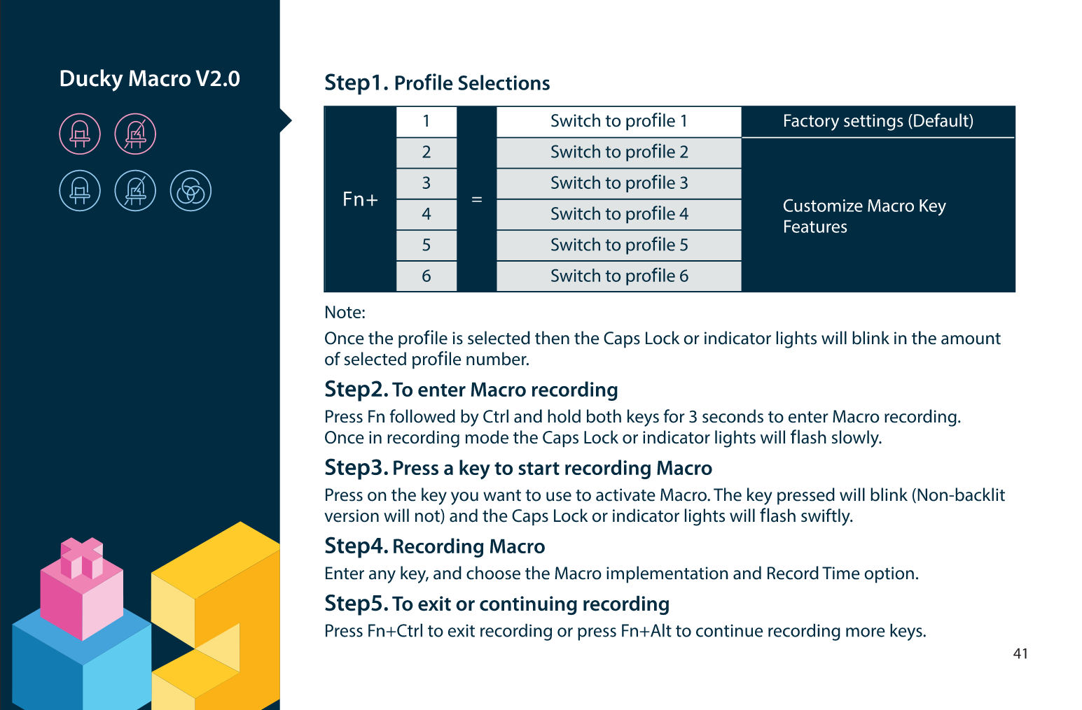 Manual page explaining how to switch between profiles